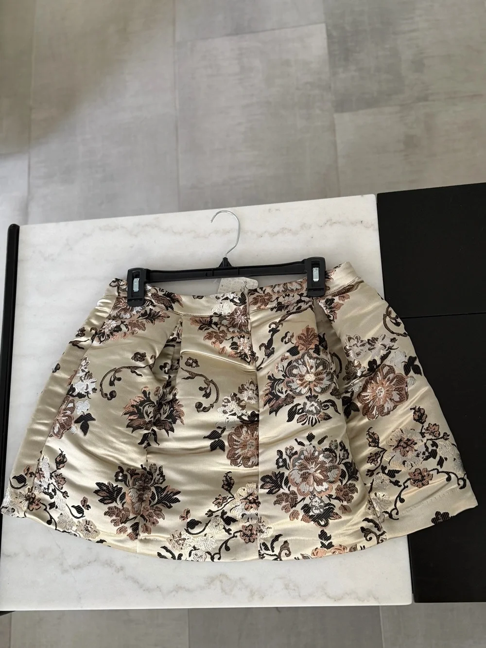 Free People Cream Floral Brocade Mini Skirt